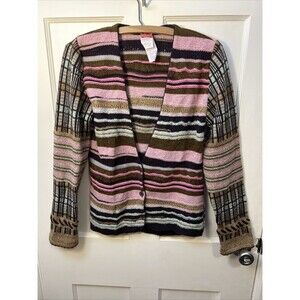 Vintage Oilily Cardigan Size Medium Multicolored Pink Stripe Sweater Made Italy
